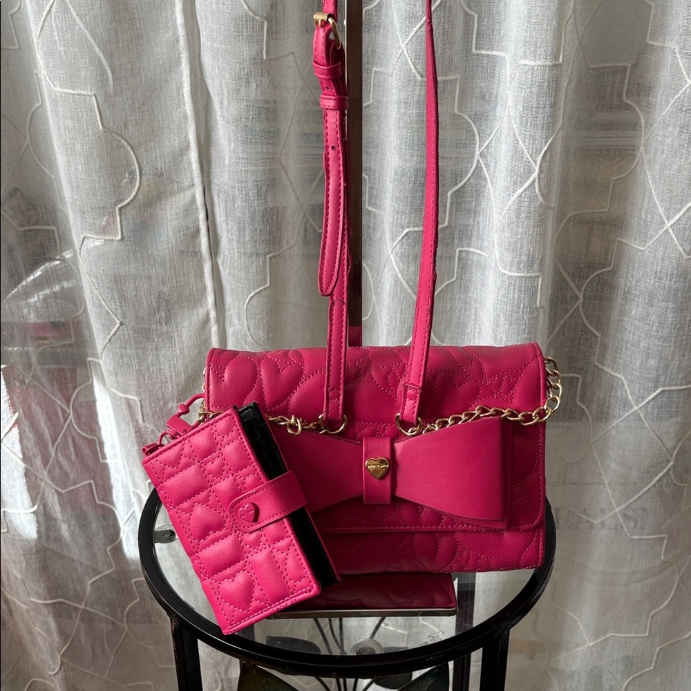 Betsy Johnson Pink Organizer Bag with Matching Wallet